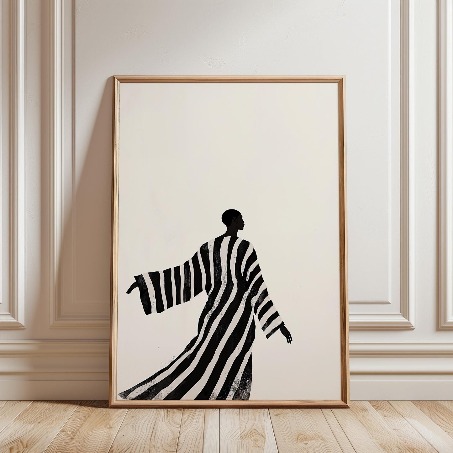 African Woman Silhouette Minimalist Poster – Black White Print, Monochrome Decor