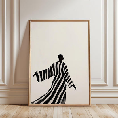 African Woman Silhouette Minimalist Poster – Black White Print, Monochrome Decor