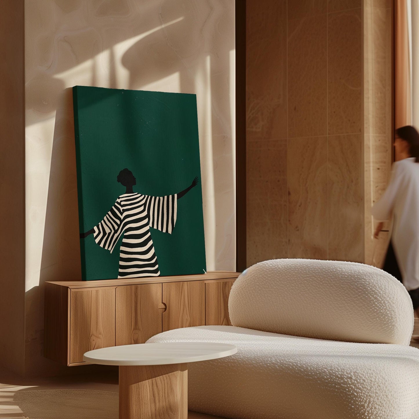 Canvas Wall Art - Emerald Green Abstract Prints | Set of Two Modern Decor