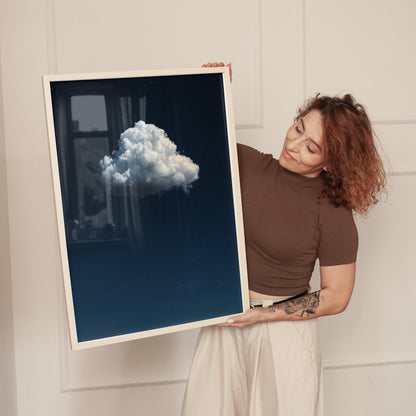 Indigo Cloud Wall Art - Minimalist Blue Sky Decor on Premium Cotton Canvas