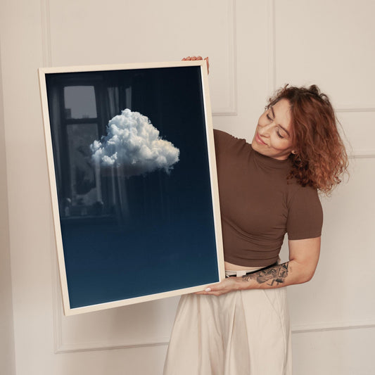 Indigo Cloud Wall Art - Minimalist Blue Sky Decor on Premium Cotton Canvas