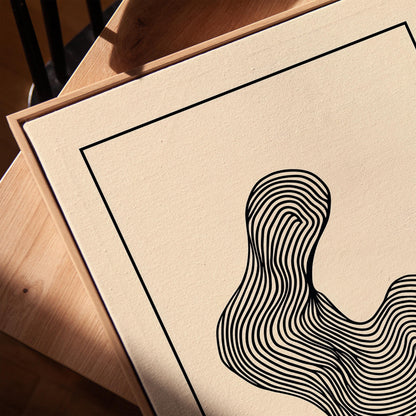 Minimalist Abstract Line Art Canvas Print Black and White Modern Geometric Wall Decor for Living Room or Office