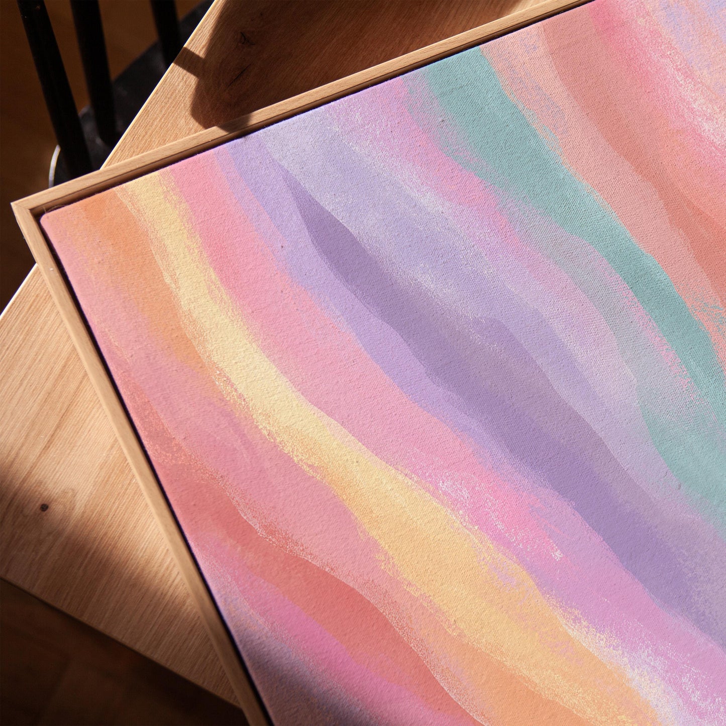 Abstract Pastel Canvas - Canvas Wall Art | Floating Wood Frame | Minimalist Decor