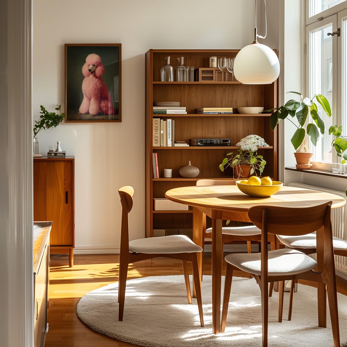 Emerald Green Poodle Art – Maximalist Dog Decor | Framed Canvas Print