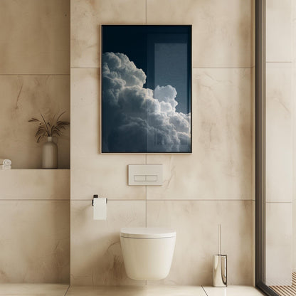 Deep Blue Night Sky Cloud Wall Art – Minimalist Wall Decor with Sustainable Wood Frame