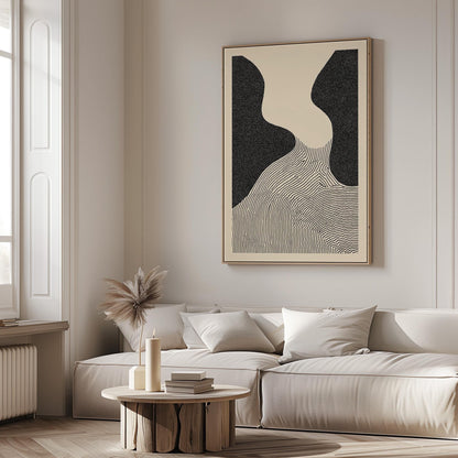 Black and White Abstract Line Art Modern Minimalist Canvas Print Contemporary Geometric Wall Art for Living Room or Office