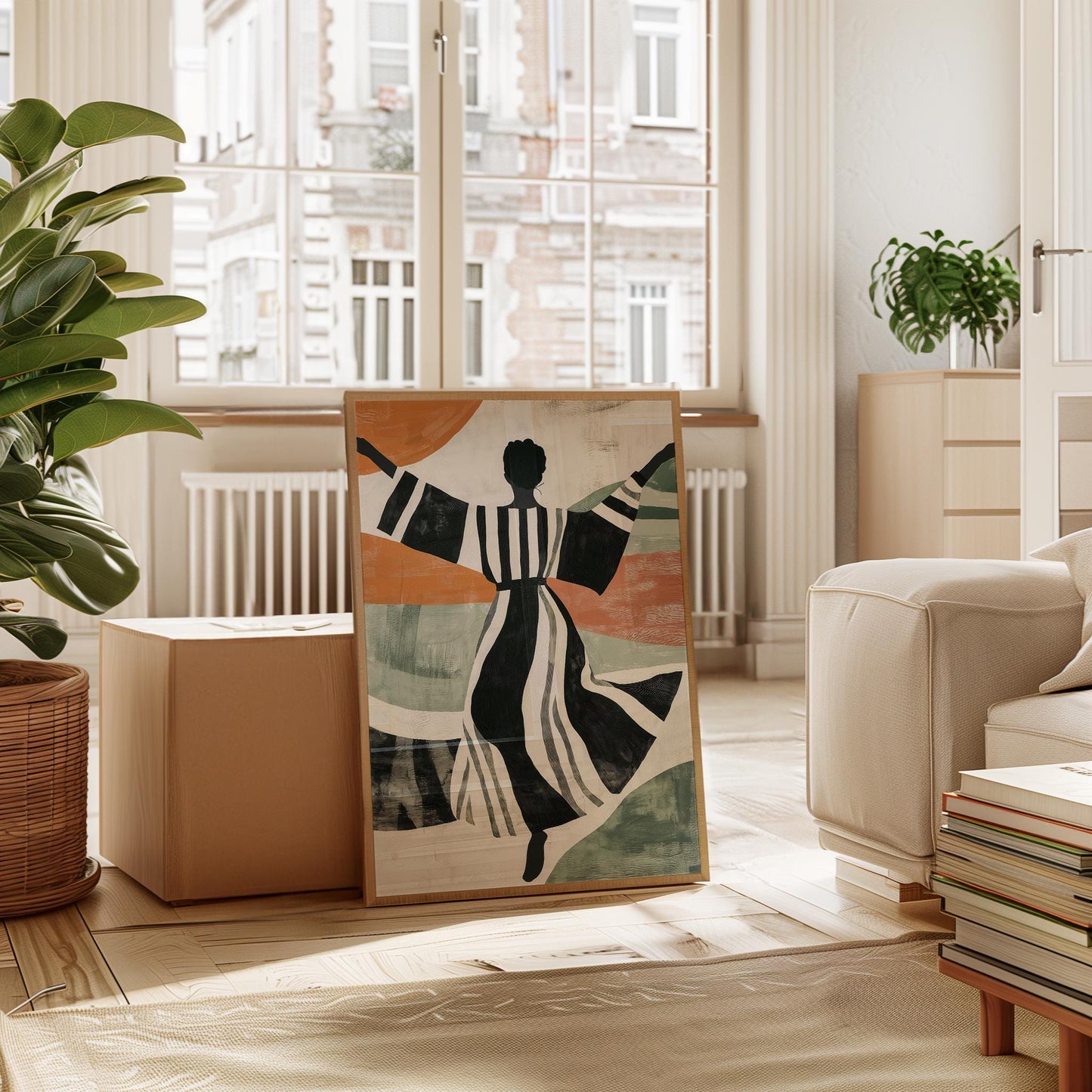 Mid Century Modern Wall Art - Dancing Woman Silhouette Abstract Art Print