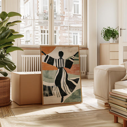 Mid Century Modern Wall Art - Dancing Woman Silhouette Abstract Art Print