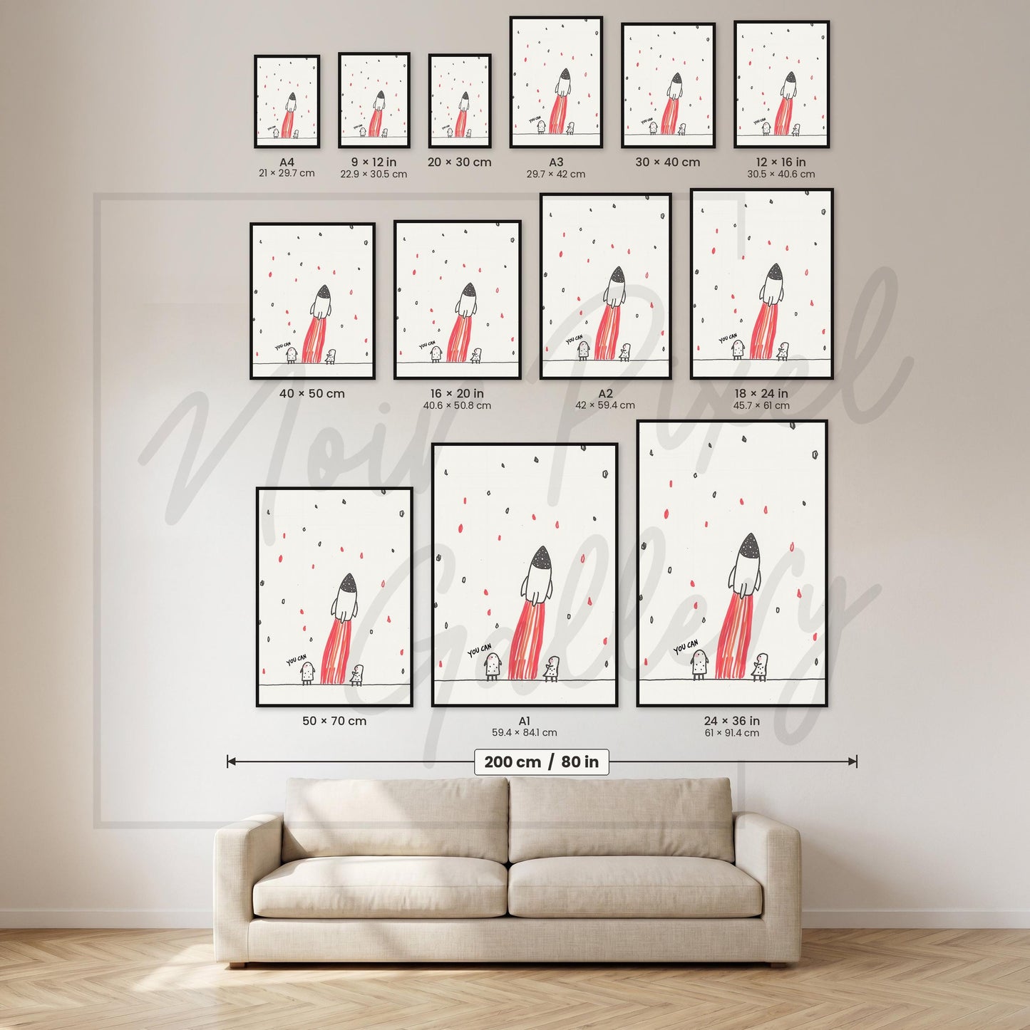 Rocket Ship Print – Inspirational Kids Room Decor with Pink Flames
