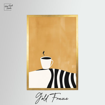 Coffee Cup Wall Art - Minimalist Kitchen Art | Modern Coffee Print Canvas