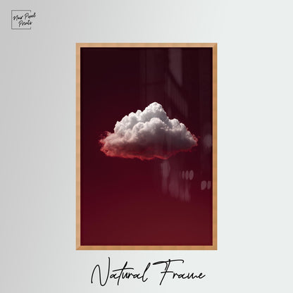 Minimalist Cloud Art Print – Deep Ruby Red Night Sky | Gallery Style Decor