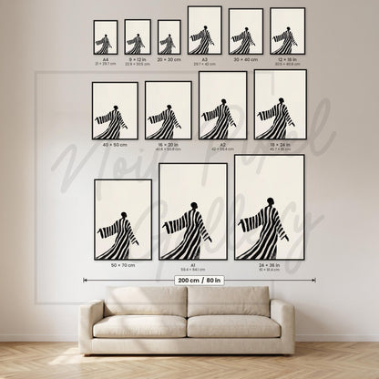 African Woman Silhouette Minimalist Poster – Black White Print, Monochrome Decor