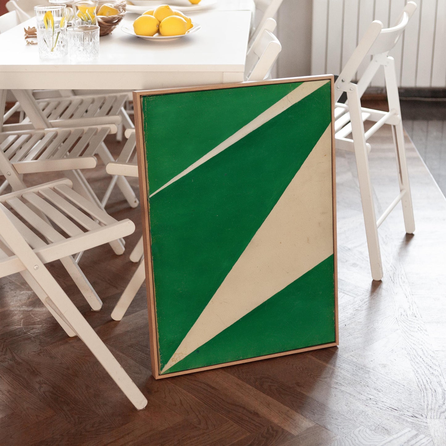 Green Geometric Minimalist Canvas Art