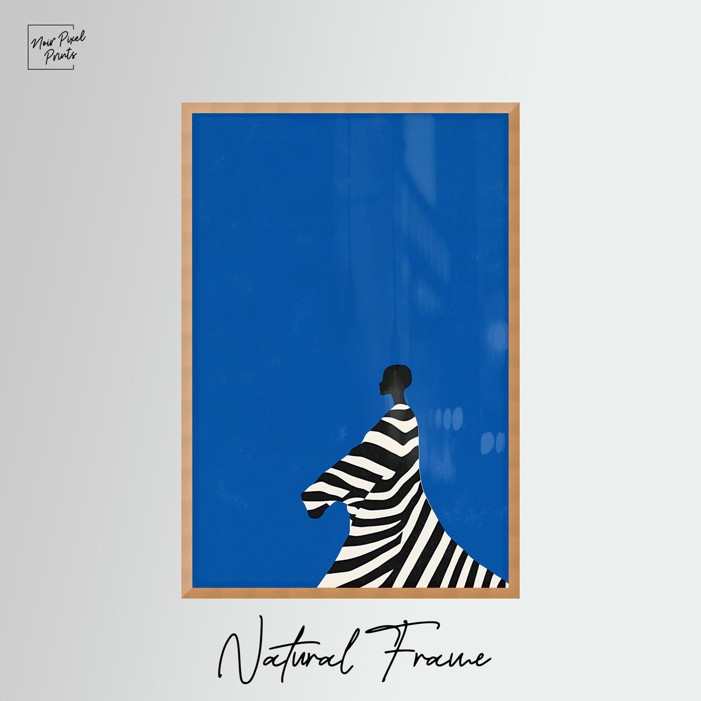 Electric Blue Wall Art – Cobalt Blue Artwork on Abstract Canvas Print, Framed