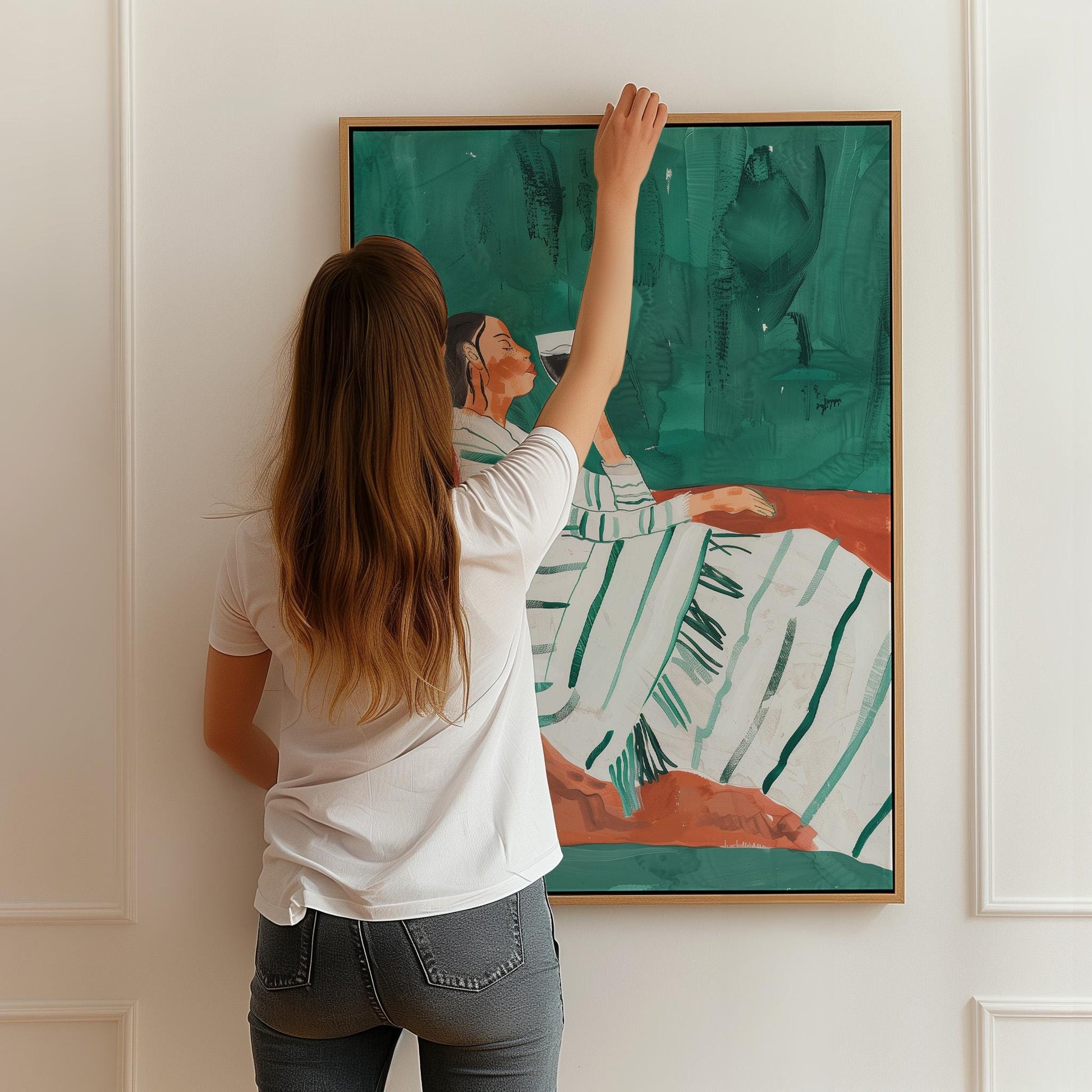 Woman with Wine Glass Canvas Print Modern Minimalist Wall Art for Dining Room or Living Room Stylish Decor