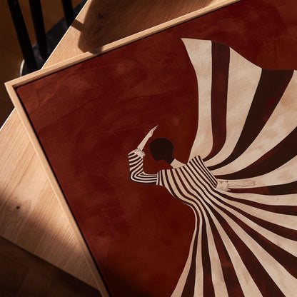 Abstract Woman Art Print – Modern Wall Decor | Striped Dress Canvas with Emerald Tones