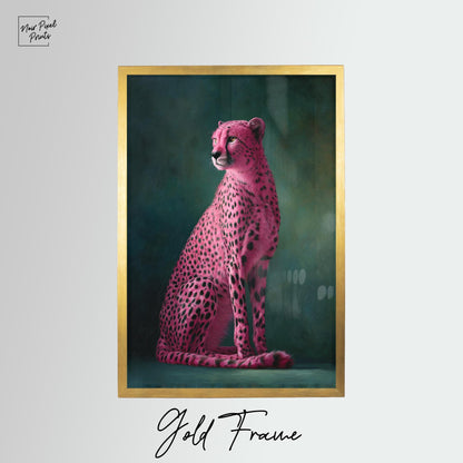 Pink Cheetah Art Print - Emerald Green Wall Art | Maximalist Home Decor Canvas
