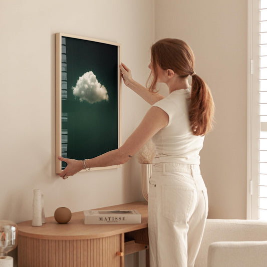 Emerald Green Wall Art - Abstract Minimalist Home Decor | Framed Floating Wood Print