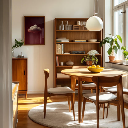 Minimalist Cloud Art Print – Deep Ruby Red Night Sky | Gallery Style Decor