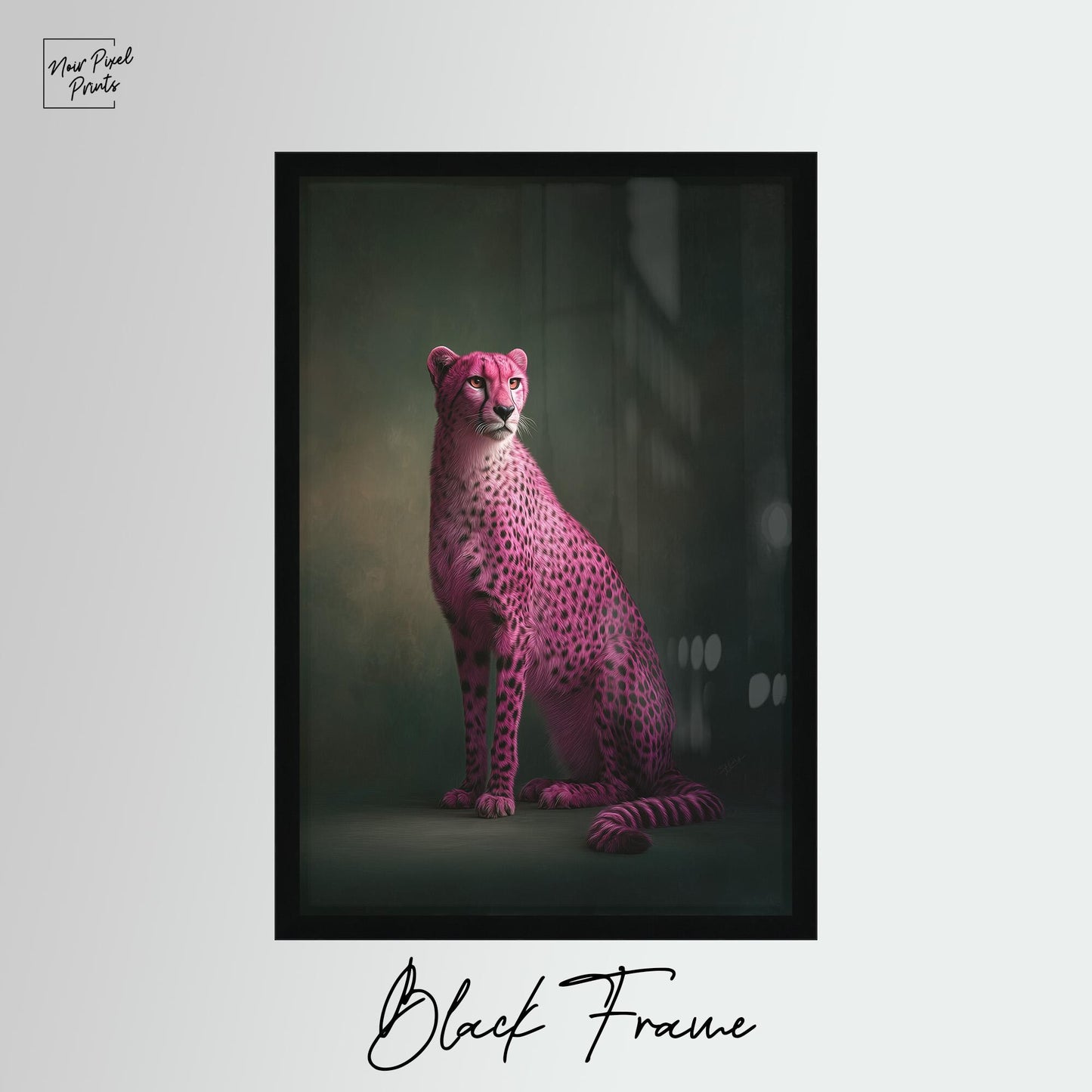 Pink Cheetah Wall Art - Emerald Green Maximalist Framed Canvas Print