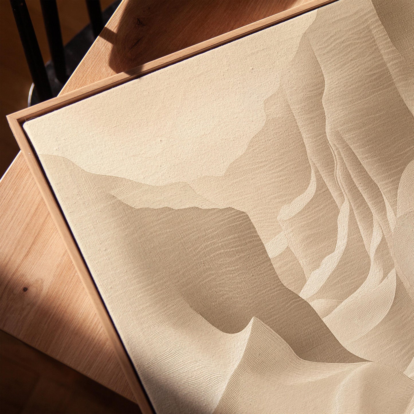 Beige Abstract Canyon Canvas Print Modern Neutral Wall Art for Living Room or Bedroom Decor