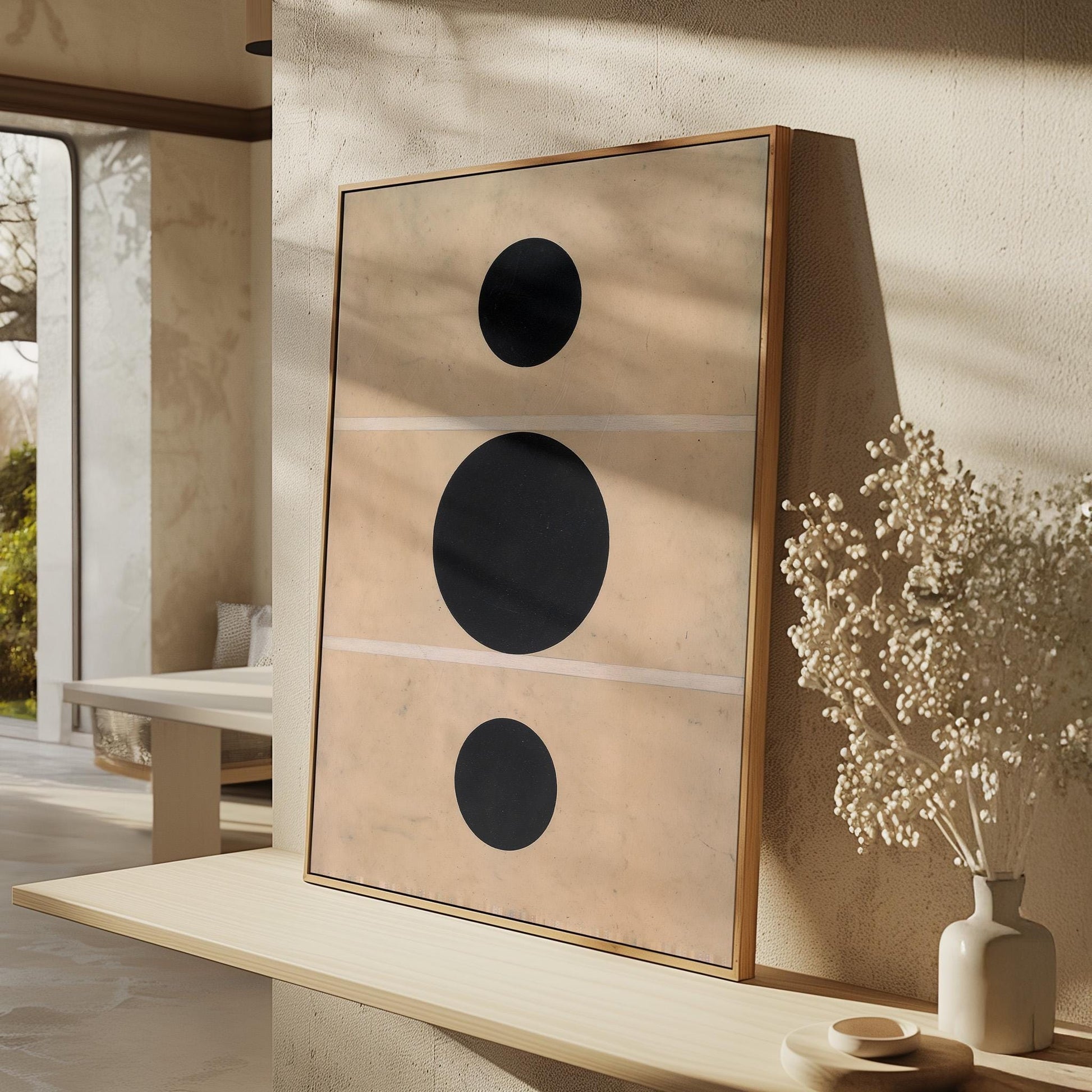 Abstract Black Circle Wall Art for Living Room or Office Minimalist Geometric Print Scandinavian Style Gift for Design Lovers