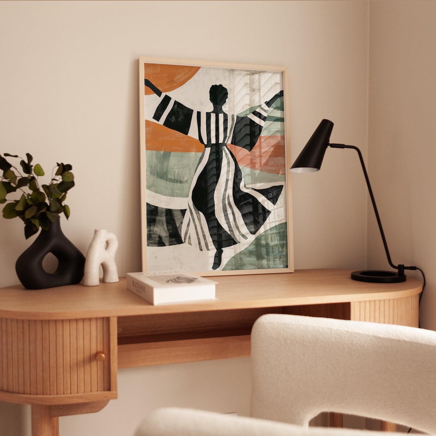Mid Century Modern Wall Art - Dancing Woman Silhouette Abstract Art Print