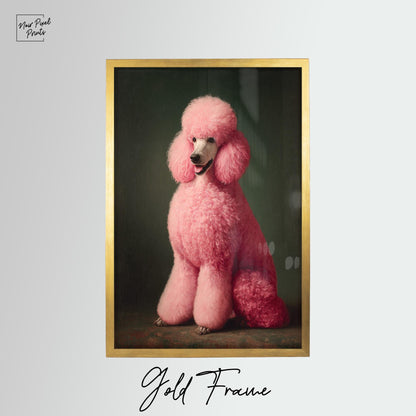 Emerald Green Poodle Art – Maximalist Dog Decor | Framed Canvas Print