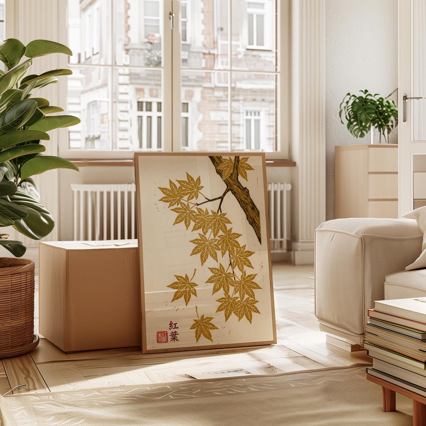 Japanese Maple Leaf Print - Autumn Wall Art | Woodblock Style Poster A1-A4