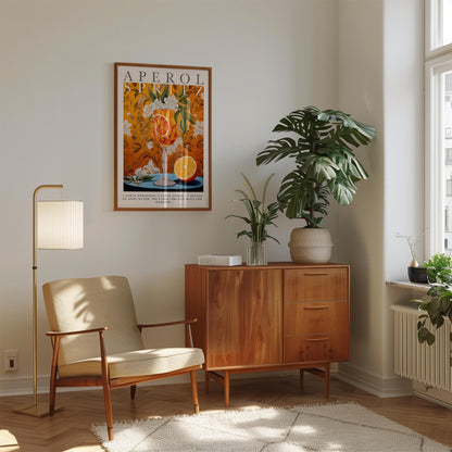 Aperol Spritz Print – Vintage Italian Drink Poster | Floral Cocktail Wall Art