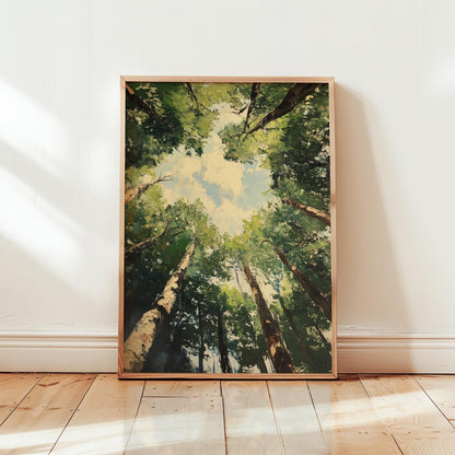 Forest Canopy Wall Art – Vertical Tree Artwork | Calming Nature Poster Print