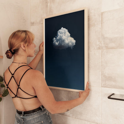 Indigo Cloud Wall Art - Minimalist Blue Sky Decor on Premium Cotton Canvas