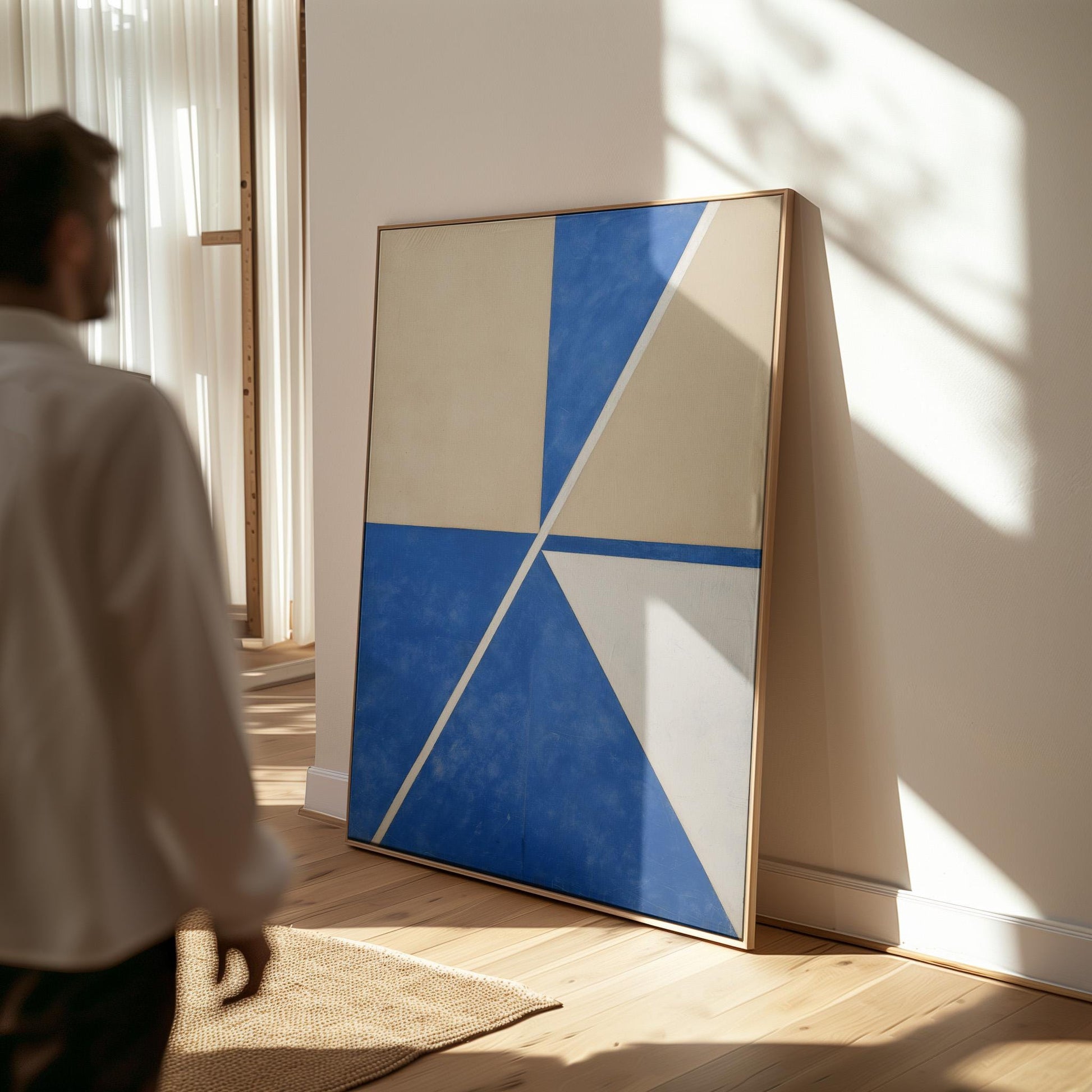 Blue Geometric Balance Abstract Wall Art