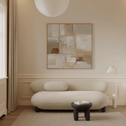 Abstract Canvas Wall Art – Beige Textured Canvas With Floating Frame | Neutral Decor