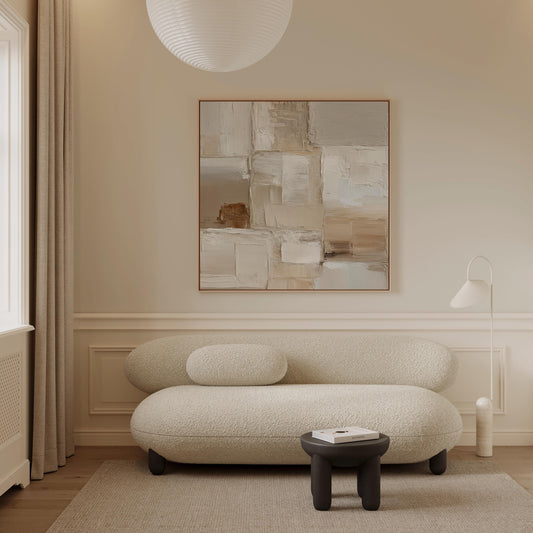 Abstract Canvas Wall Art – Beige Textured Canvas With Floating Frame | Neutral Decor