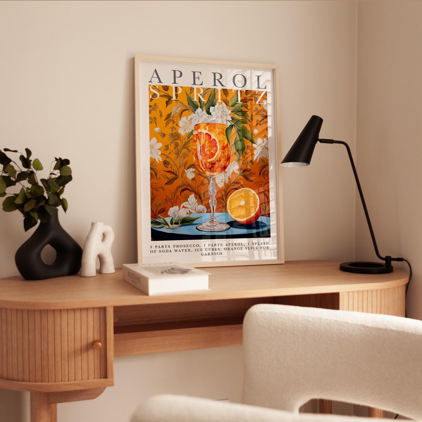 Aperol Spritz Print – Vintage Italian Drink Poster | Floral Cocktail Wall Art