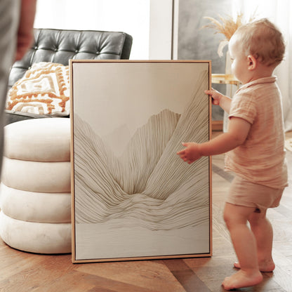 Neutral Abstract Mountain Canvas Print Modern Minimalist Wall Art for Bedroom or Living Room Decor