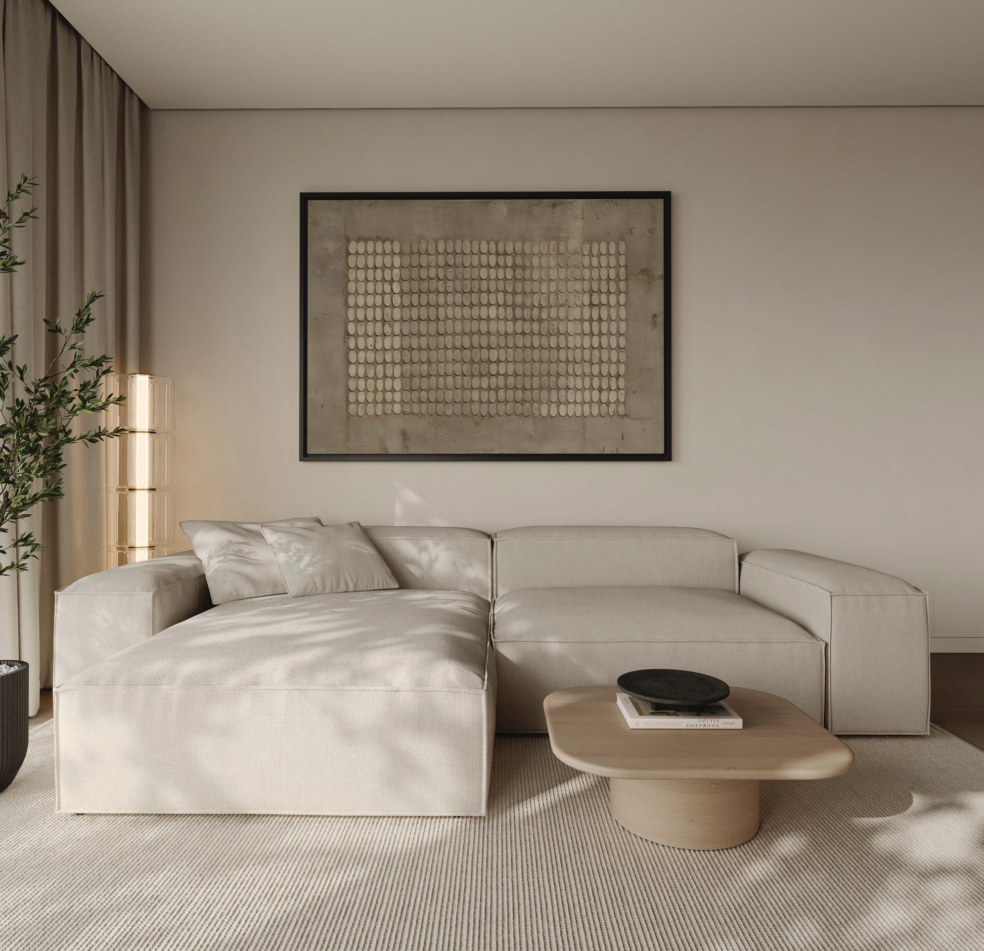 Textured Neutral Abstract Giclée Canvas Print Modern Minimal Wall Art for Living Room or Bedroom Decor