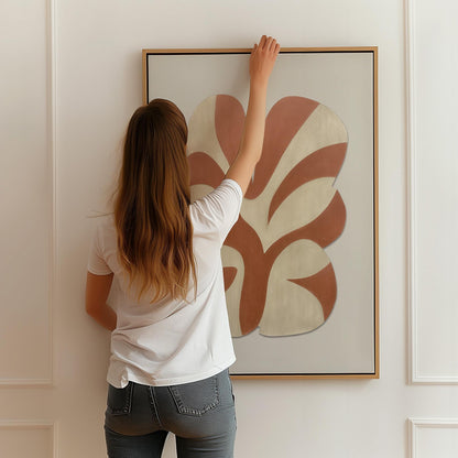 Terracotta Organic Leaf Giclée Canvas Print Modern Minimalist Wall Art in Earthy Beige and Clay Tones for Japandi or Boho Interiors