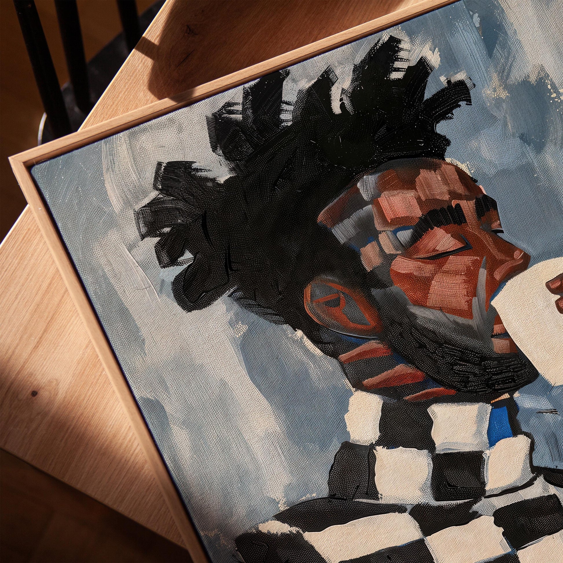 Modern Portrait of Man with Coffee Cup Abstract Wall Art Canvas Print Contemporary Artwork for Living Room Dining Room Office