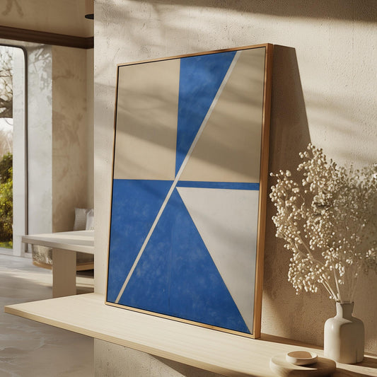 Blue Geometric Balance Abstract Wall Art