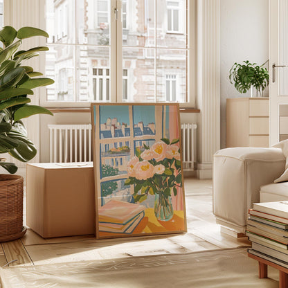 Peony Wall Art Print – Parisian Rooftop Art With Floral Bedroom Decor