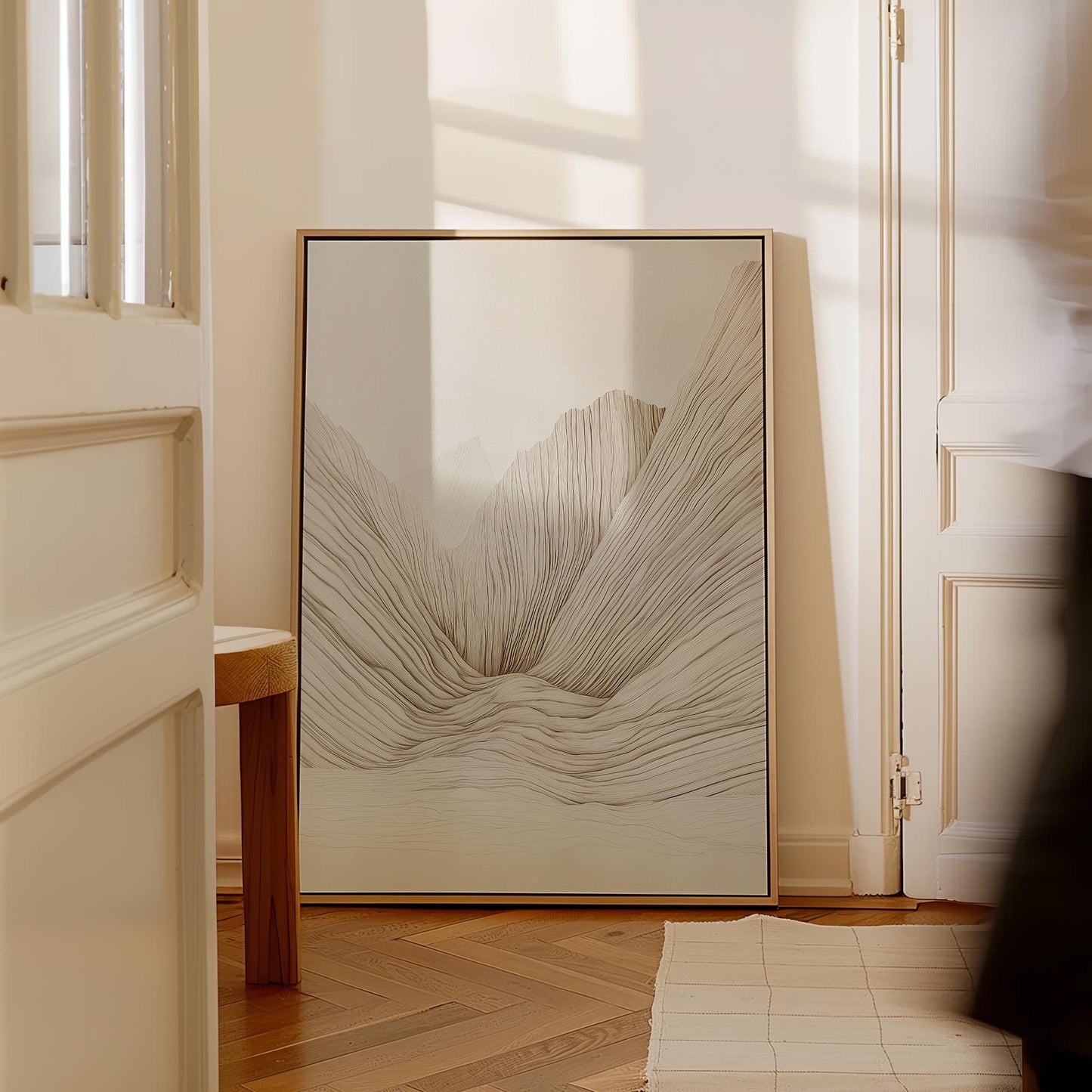 Neutral Abstract Mountain Canvas Print Modern Minimalist Wall Art for Bedroom or Living Room Decor