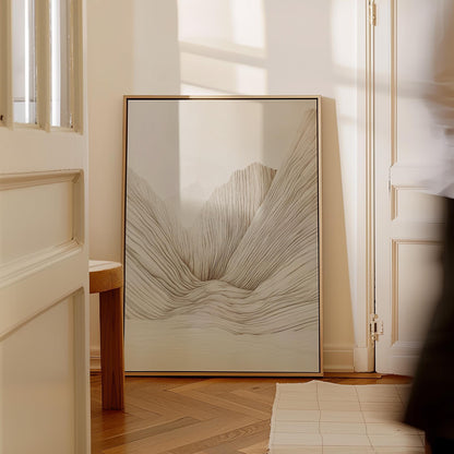Neutral Abstract Mountain Canvas Print Modern Minimalist Wall Art for Bedroom or Living Room Decor
