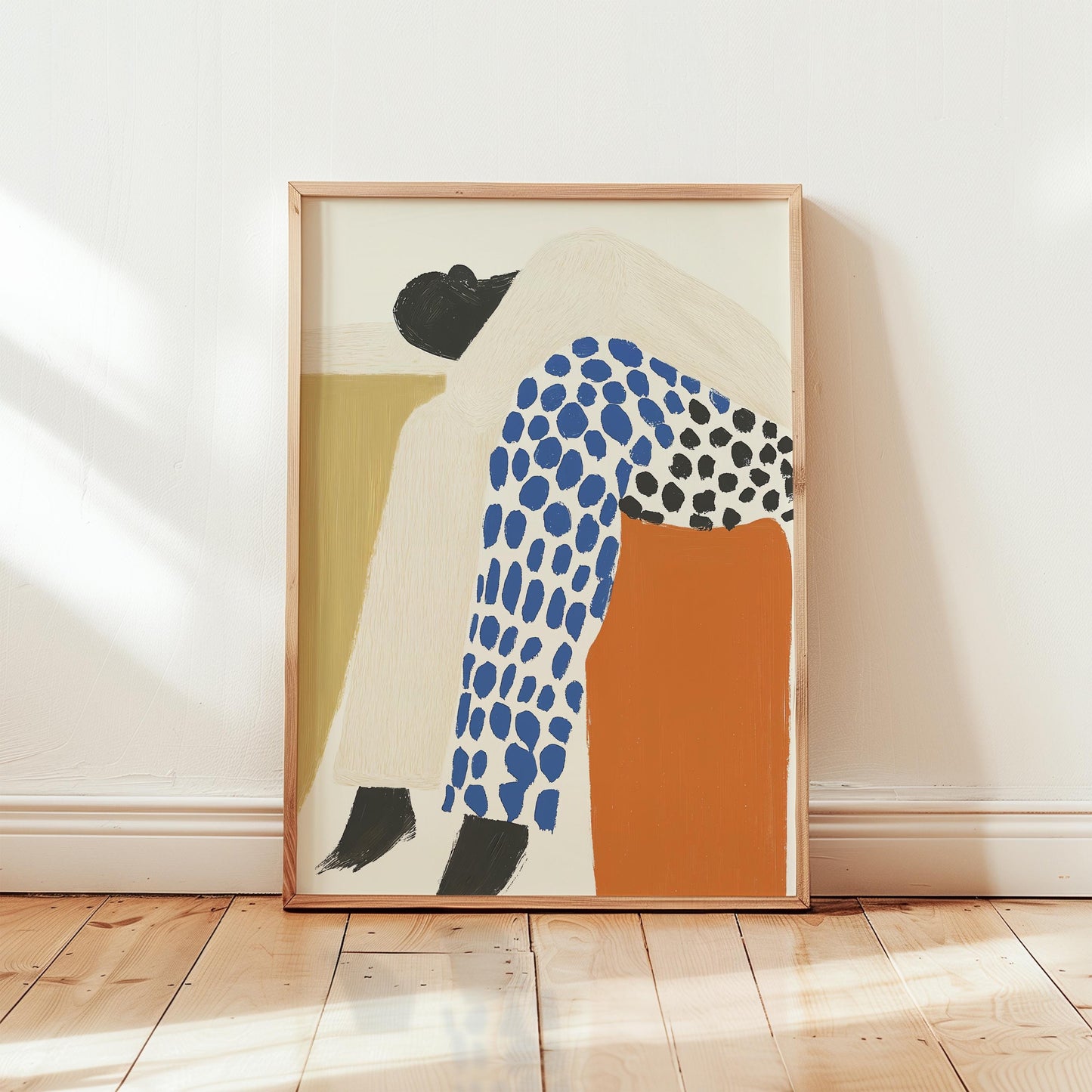 Abstract Figure Poster - Blue Orange Print on Archival Fine Art Paper