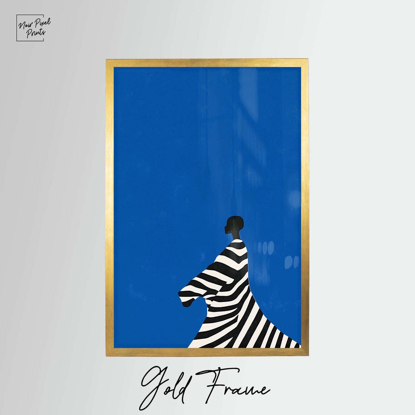 Electric Blue Wall Art – Cobalt Blue Artwork on Abstract Canvas Print, Framed