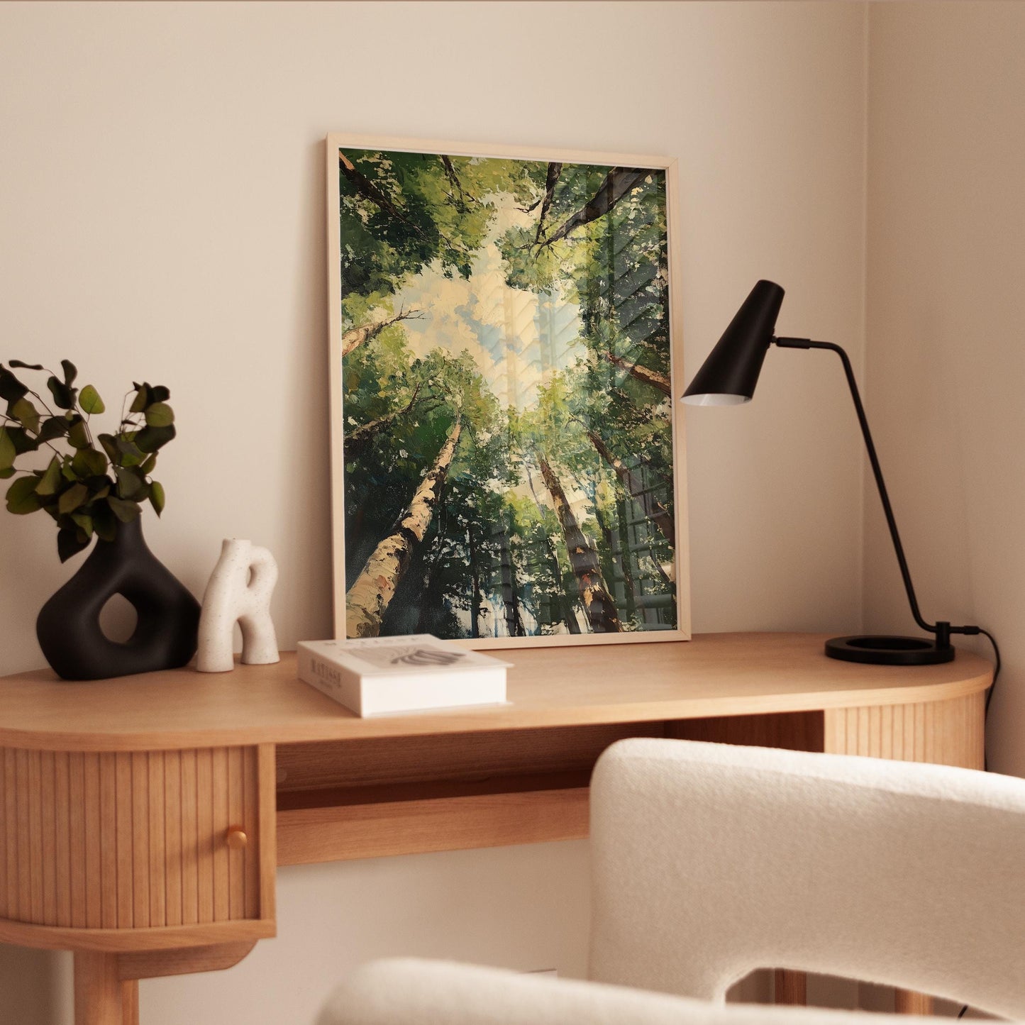 Forest Canopy Wall Art – Vertical Tree Artwork | Calming Nature Poster Print