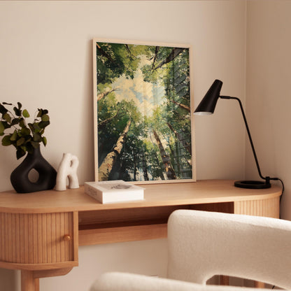Forest Canopy Wall Art – Vertical Tree Artwork | Calming Nature Poster Print