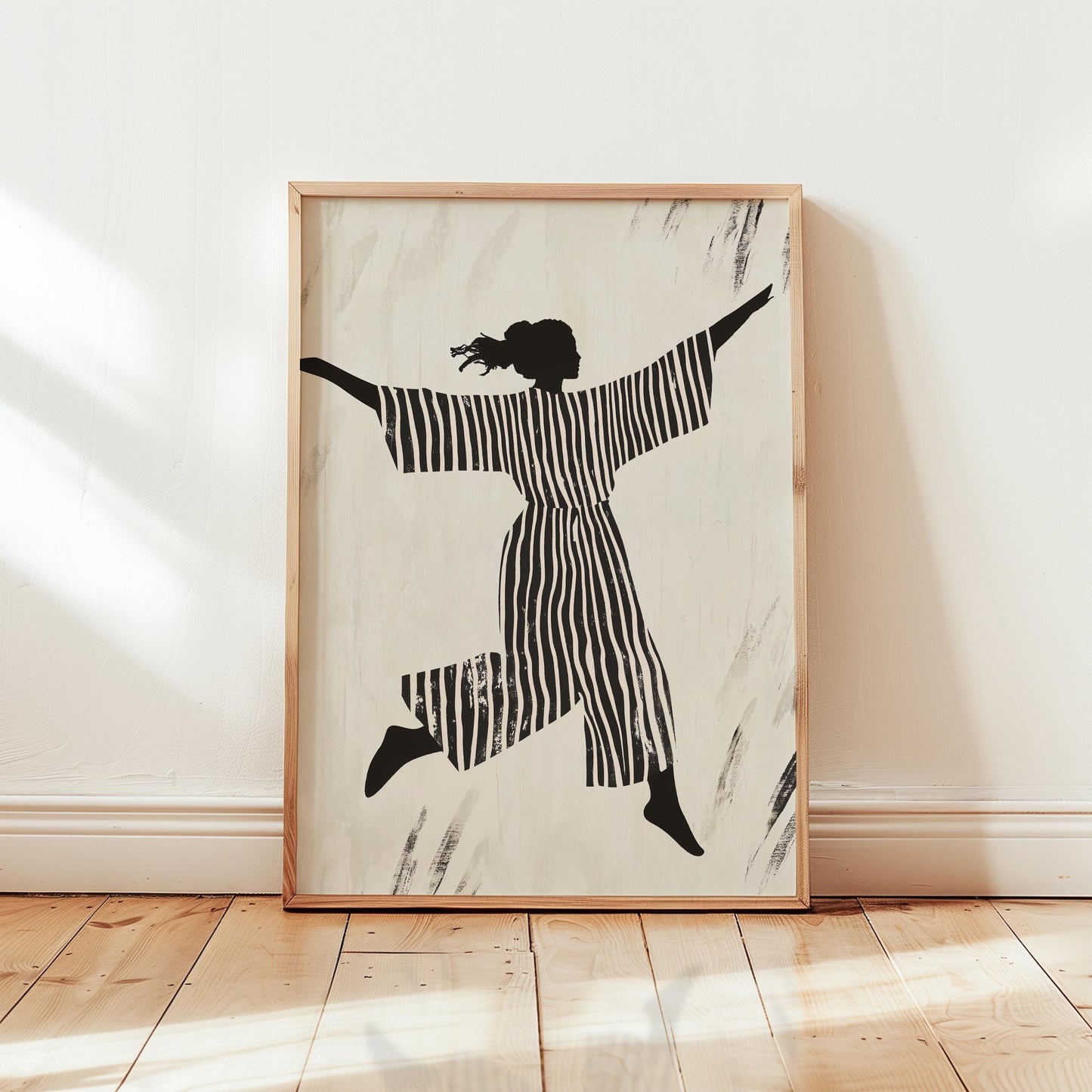 Silhouette Dance Poster – Black White Print on Fine Art Paper, Retro Design