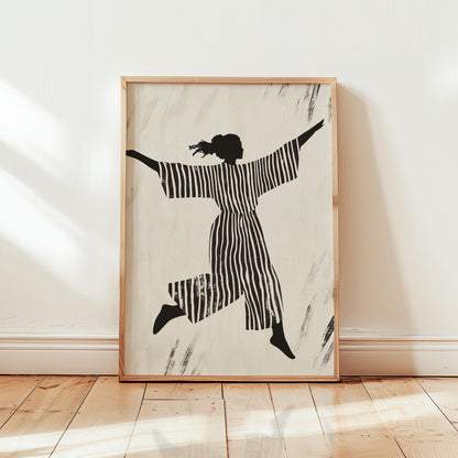 Silhouette Dance Poster – Black White Print on Fine Art Paper, Retro Design